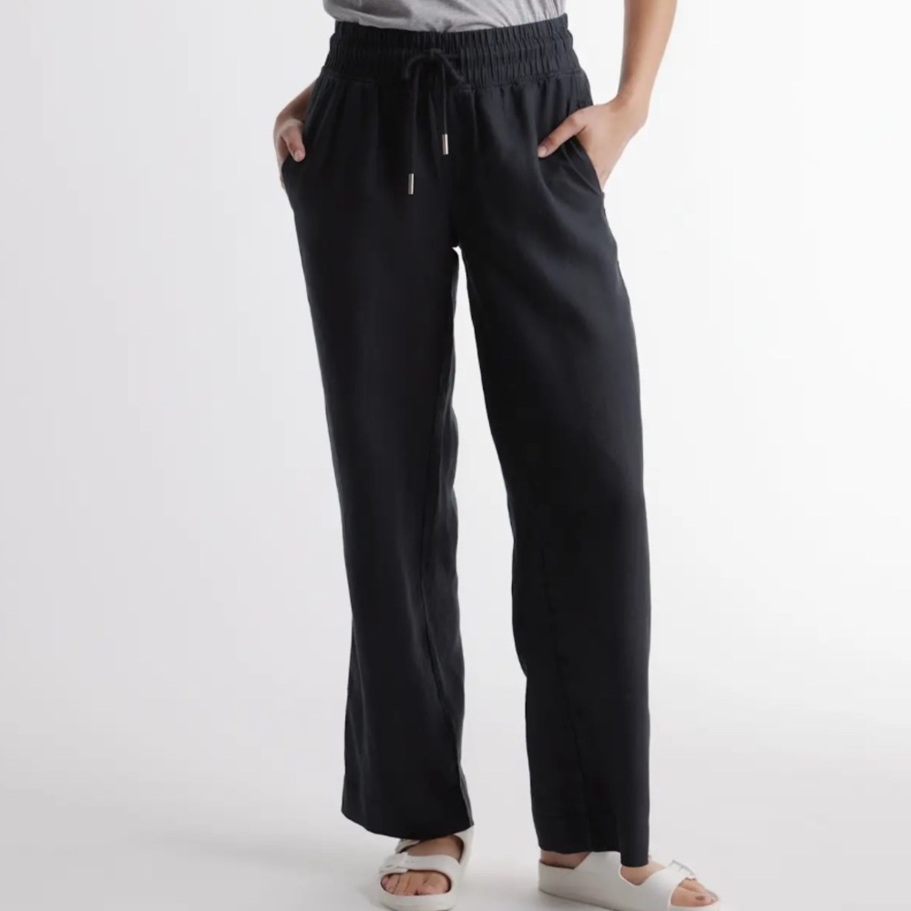 100% European Linen Black Women's Pants